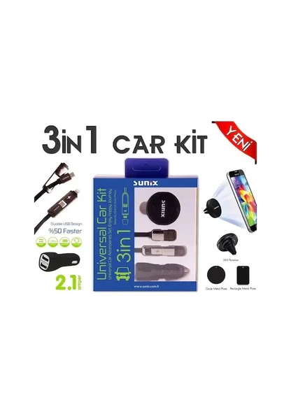 Sunix Ct-01 Universal Ios ve Microusb Araba Şarj Cihazı ürün görseli 1
