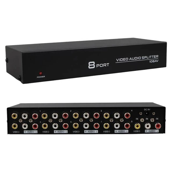 PowerMaster PM-4832 8 Port Video Stereo Audio Dağıtıcı Çoğaltıcı 1024X768-85HZ ürün görseli 1