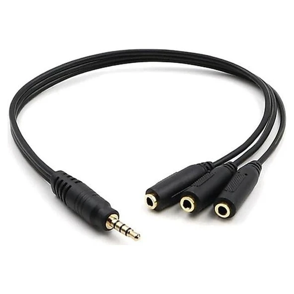 Powermaster 3.5 Mm Erkek * 3 Stereo Dişi Kulaklık Çoklayıcı 30 Cm Y Kablo ürün görseli 1