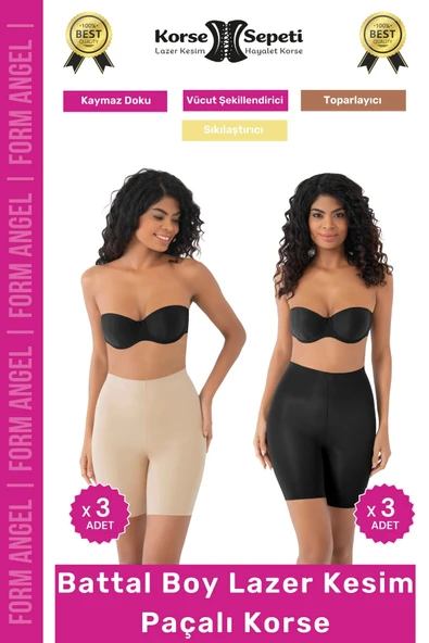 #Korse İz Yapmayan Kaymaz Toparlayıcı Sıkılaştıran Battal Boy Lazer Kesim Paçalı Korse 6'lı Set ürün görseli 1