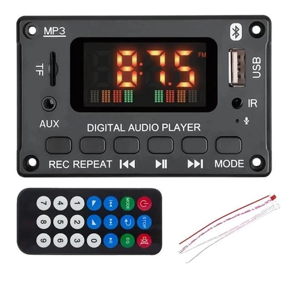 Magicvoice MV-15560 Bluetooth/USB/TF/AUX MP3 Dekoder Modül 5W+5W Stereo Amfili Dijital Ekranlı ürün görseli 1