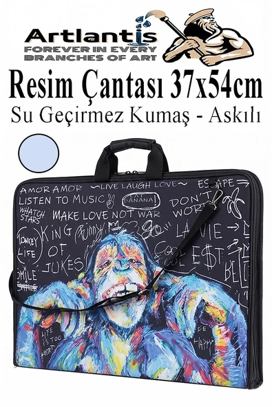 Resim Çantası Desenli Kumaş 37x54 cm 1 Adet Teknik Resim Dosya Çantası 35x50 cm Askılı Proje Çantası Fermuarlı Okul Sınıf ürün görseli 1
