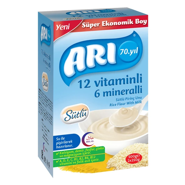 12 Vitaminli 6 Mineralli 2'li Sütlü Pirinç Unu 500 gr (2 ADET) ürün görseli 1