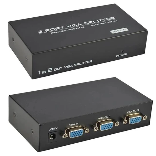Powermaster VGA-2002 2 Port 200 Mhz 1920x1440 Vga Splıtter Dağıtıcı ürün görseli 1