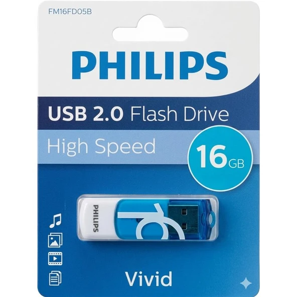 Philips Vivid Fm16fd05b/00 16Gb Usb 2.0 Flash Bellek ürün görseli 1