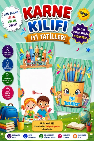 Ata Okul Öncesi ve İlkokullar İçin Karne Kılıfı (Gelişim Dosyasına Uygun) Ürün Kodu:193 (10 Adet) ürün görseli 1