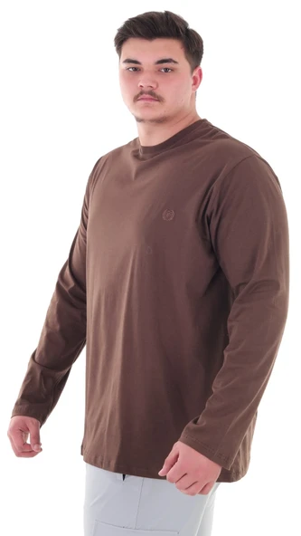 Erkek 115-155 Kilo Arası İçin Uygun Uzun Kol Bisiklet Yaka Mevsimlik Düz Renk İnce Sweatshirt ürün görseli 1
