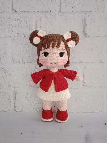 Kırmızı Afra Bebek Amigurumi Organik Oyuncak ürün görseli 1