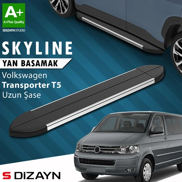 S-Dizayn VW Transporter T5 Uzun Şase Skyline Krom Yan Basamak 253 Cm 2003-2015 A+ Kalite ürün görseli 1