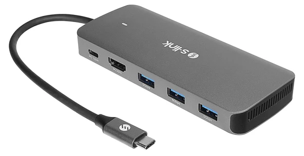 S-LINK SWV-USBC036 6 in 1 Gri Metal Type-C to HDMI+USB3.0+PD3.0 USB-C 3.1 SATA SSD Depolama fonskiyonlu Hub  Kablo ürün görseli 1