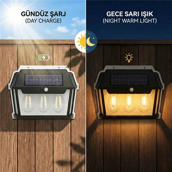 Pt-2933 Solar Sensörlü Ledli Duvar Aplik - Resim 2