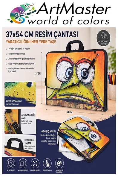 Resim Çantası Desenli Kumaş 37x54 cm 1 Adet Art15 Teknik Resim Dosya Çantası 35x50 cm Askılı Proje Çantası Fermuarlı ürün görseli 1