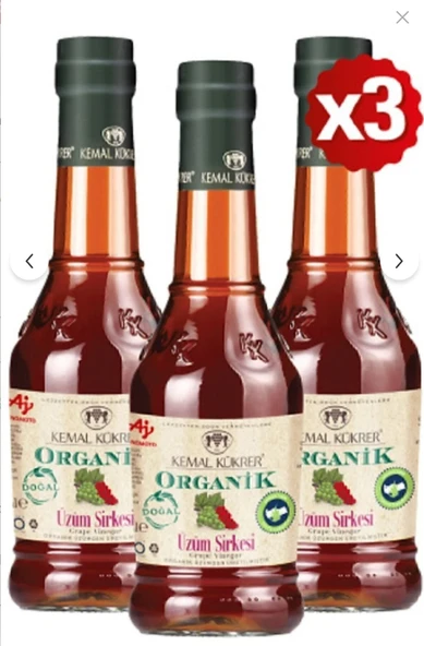 Kemal Kükrer Organik Üzüm Sirkesi 500 ml Cam - 3 Adet ürün görseli 1