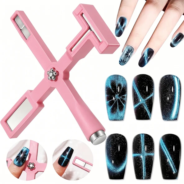 Pembe Kedi Gözü Oje 5i Bir Arada Mıknatıs Cat Eye Magnet ürün görseli 1