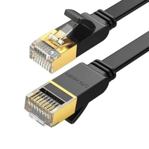 UGREEN 11276 NW106 CAT7 10Gbps Yüksek Ağ Hızı U/FTP Flat Yassı Ethernet Kablosu Siyah 1.5 Metre ürün görseli 1