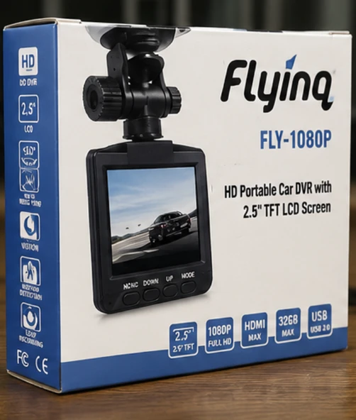 Flyinq FLY-1080P Araç İçi Kamera HD DVR Gece Görüşlü 2.5” LCD Ekranlı Araç Kamerası ürün görseli 1