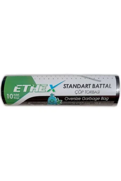Ethex Battal Boy Siyah Renk Çöp Torbası 75x90 Cm (70 Lt) 10'lu Rulo ürün görseli 1