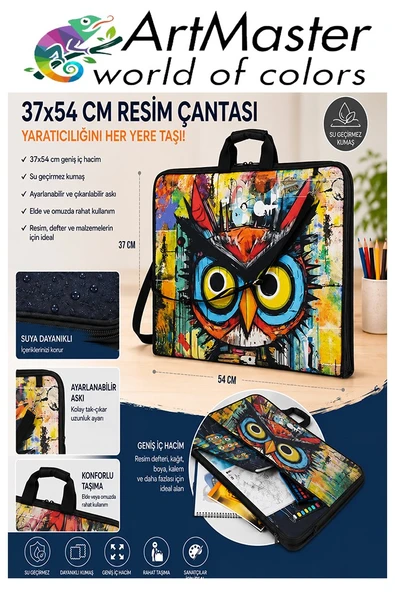 Resim Çantası Desenli Kumaş 37x54 cm 1 Adet Art08 Teknik Resim Dosya Çantası 35x50 cm Askılı Proje Çantası Fermuarlı ürün görseli 1