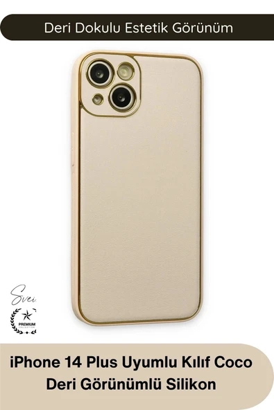#Kılıf İphone 14 Plus Uyumlu Kılıf Coco Deri Görünümlü Silikon Kapak Darbe Emici Esnek Yumuşak Koruyucu Çizilme Önleyici ürün görseli 1