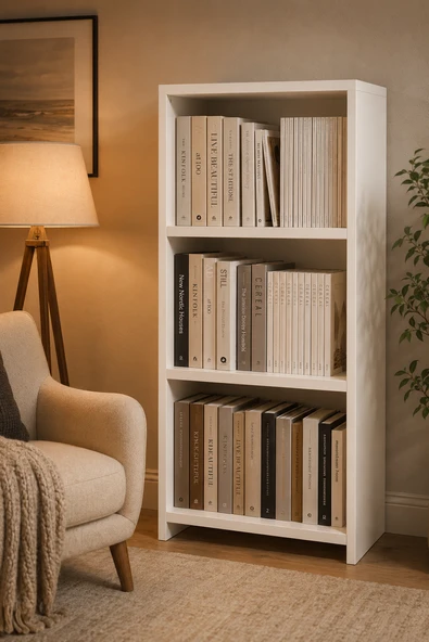 MDF Kitaplık 3 Gözlü Raflı Çok Amaçlı Ofis Dolabı 104x55x23 cm ürün görseli 1