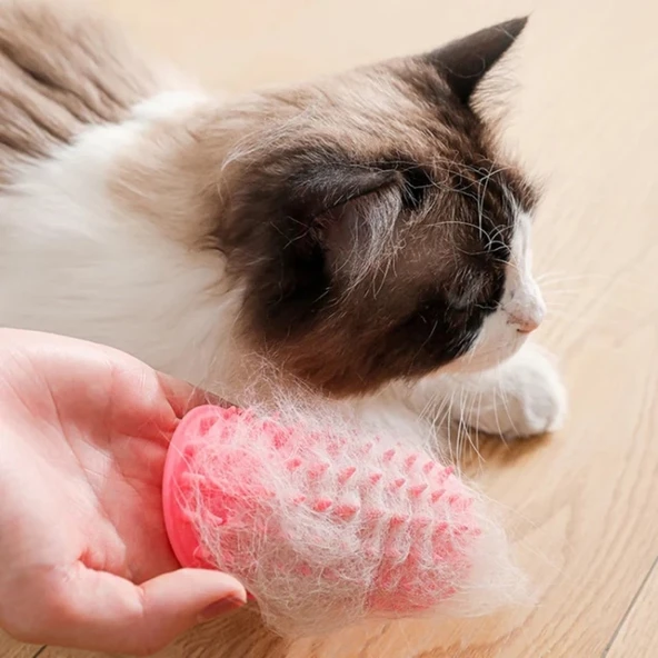 Kedi & Köpek Tüy Toplama Yıkama ve Ayarlanabilir Köşe Kaşınma Silikon Fırçası 12,5 x 9 cm ürün görseli 1