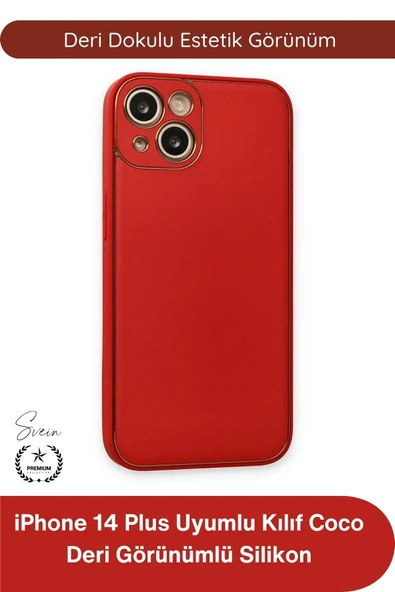 #Kılıf İphone 14 Plus Uyumlu Kılıf Coco Deri Görünümlü Silikon Kapak Darbe Emici Esnek Yumuşak Koruyucu Çizilme Önleyici ürün görseli 1