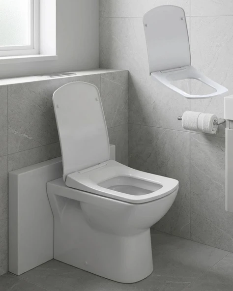Kare Slim Klozet Kapağı Sessiz Kapanma Dayanıklı Tasarım ürün görseli 1