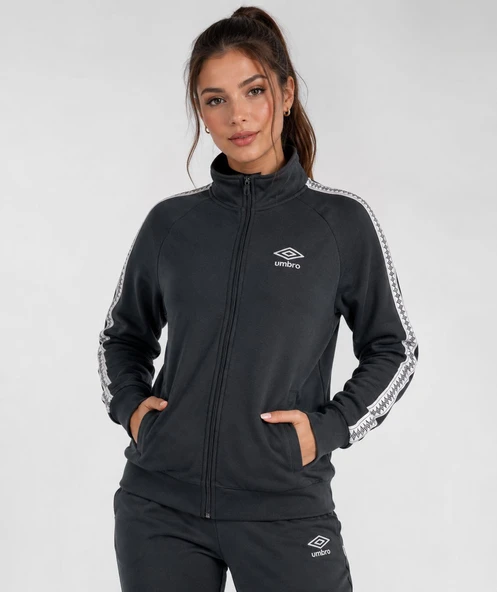UMBRO Modal Kumaş Kadın Siyah Fermuarlı Spor Sweatshirt VC0064 ürün görseli 1