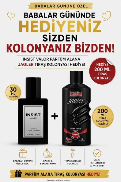 İNSİST 30 Ml ERKEK EDT (JAGLER CLASSİC TRAŞ KOLONYASI HEDİYE) ürün görseli 1