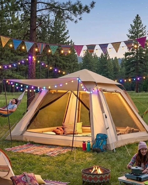 Güneşlikli Kamp Çadırı 240x240x160 Cm 6 Kişilik Kolay Kurulum Outdoor ürün görseli 1
