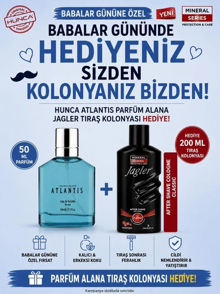 ATLANTİS ERKEK PARFÜM 50ml. BABALAR GÜNÜNE ÖZEL (JAGLER TRAŞ KOLONYASI HEDİYE) ürün görseli 1