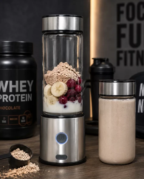 Çift Hazneli Cam Blender USB Şarjlı Smoothie ve Buz Kırıcı Blender ürün görseli 1