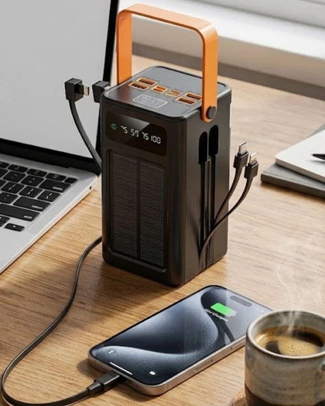 Güneş Enerjili Taşınabilir Powerbank Yüksek Kapasiteli Hızlı Şarj Özellikli ürün görseli 1