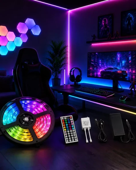 5 Metre RGB LED Şerit Kumandalı 5050 Renk Değiştiren LED Strip ürün görseli 1