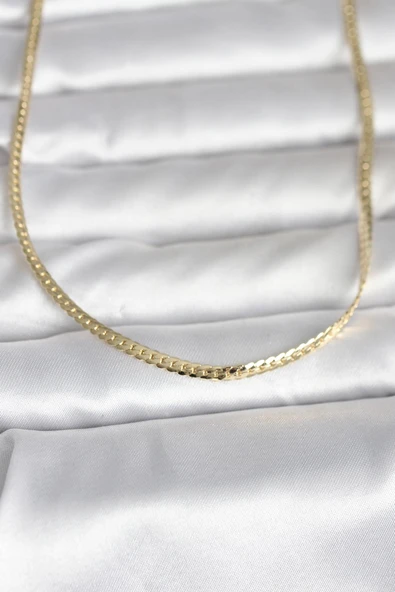 CM 14K Gold Renk Yassı Zincir Model 45 cm Kadın Kolye 5886 ürün görseli 1
