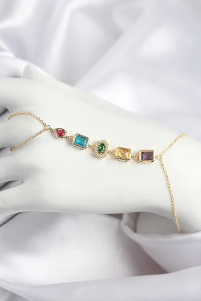 Pirinç Renkli Zirkon Taşlı Model Gold Renk Şahmeran 5886 ürün görseli 1