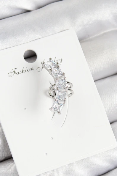 Pirinç Zirkon Taşlı Model Gümüş Renk Sağ Kıkırdak Küpe 5886 ürün görseli 1