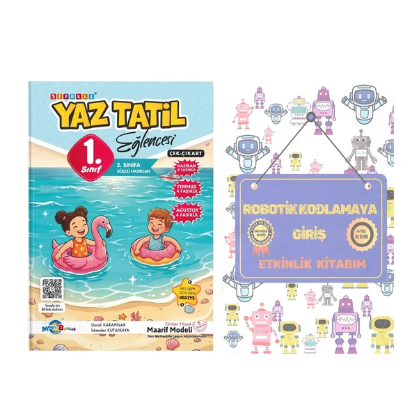 Mavi Boncuk 1. Sınıf Şifreli Yaz Tatil Eğlencesi ve Robotik Kodlamaya Giriş Etkinlik Kitabım Seti 2 Kitap ürün görseli 1
