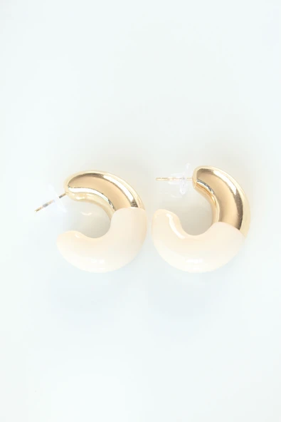CCB Krem Gold Çift Renk Küpe 5886 - Resim 2