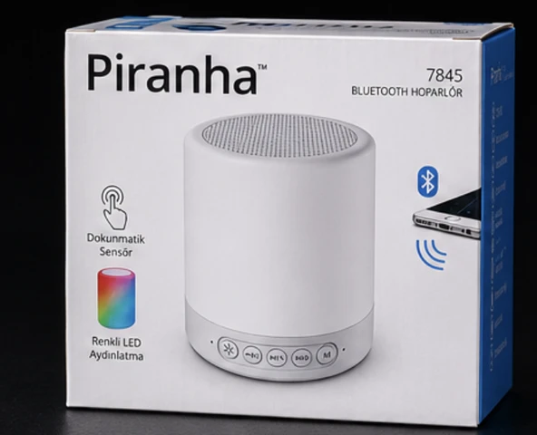 Piranha 7845 Bluetooth Hoparlör Renkli LED Işıklı Dokunmatik Kablosuz Speaker ürün görseli 1