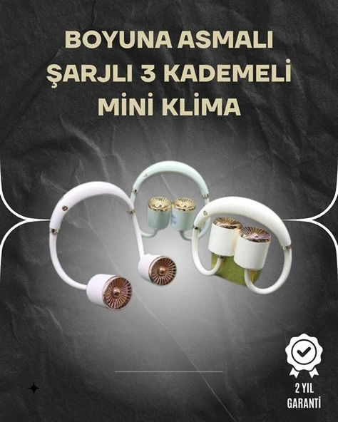 Asılabilir Mini Boyun Fanı | 1000mah Şarjlı, Turbo Güçlü Rüzgar ürün görseli 1