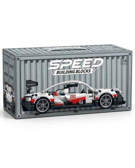 Toys e Toys Speed Building Blocks 1:18 Ölçek Çek Bırak Beyaz Yarış Arabası Yapı Blok Seti 455 Parça 9055-3 ürün görseli 1
