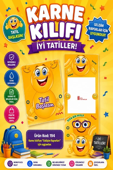 Ata Okul Öncesi ve İlkokullar İçin Karne Kılıfı (Gelişim Dosyasına Uygun) Ürün Kodu:194 (10 Adet) ürün görseli 1