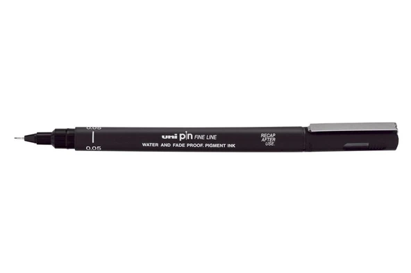 Uni-Ball Pin0.05-200 Teknik Çizim Kalemi Akrilik Uçlu Fine Line Pin 0.05 Mm Siyah (12 Li Kutu) ürün görseli 1