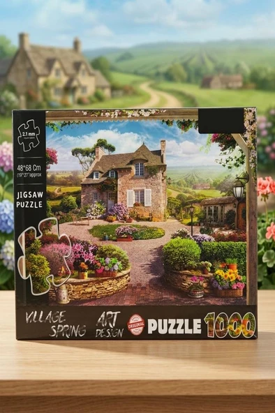 1000 Parçalı Village Spring Manzara Tasarımlı Puzzle 48x68cm Eğitici Çocuk Yapboz ürün görseli 1