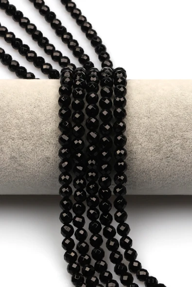 Oniks Doğal Taş Dizi 6 mm Fasetli Küre Kesim - DZ-1096 ürün görseli 1