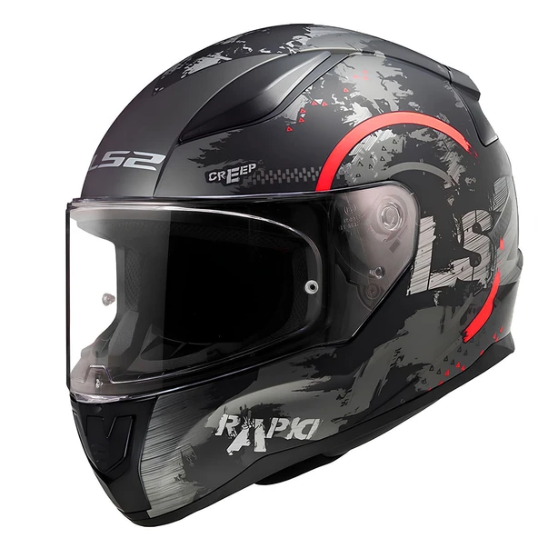 LS2 RAPID 2 CIRCLE MAT SİYAH-KIRMIZI KASK ürün görseli 1