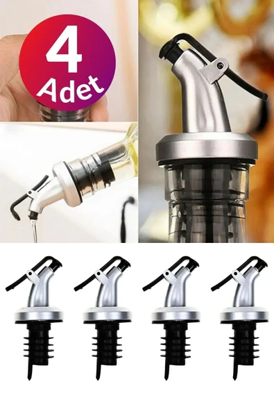 UCR HOME Akıtmaz Kapaklı Şişe Ucu Servis Aparatı Damlalık Yağdanlık Tıpa Tapa Akıtıcı 4 Adet ürün görseli 1
