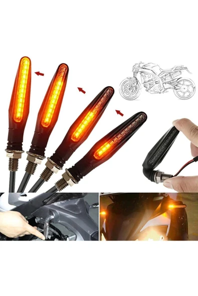 Motosiklet Aydınlatma Sinyali Takım Sarı Kayan 12 Ledli ürün görseli 1