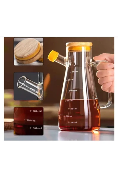 yakuthome YAKUT BOROSİLİKAT DAMLATMAZ BAMBU KAPAK YAĞLIK (900ML) ürün görseli 1